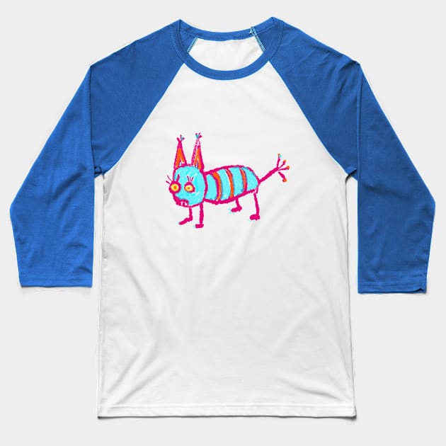 Crazy Hot Pink Alien Monster Creature Baseball T-Shirt by AshleyWilksArt